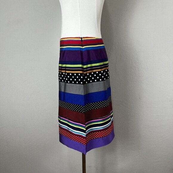 J. McLaughlin Pencil Skirt Colorful Striped Ribbon Polka Dot Knee Length Size‎ 6 - Picture 3 of 11